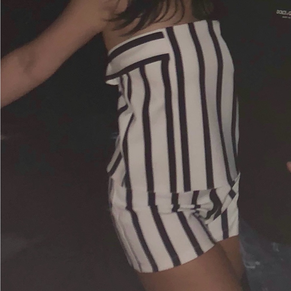 Topshop Black and White Striped Jumpsuit